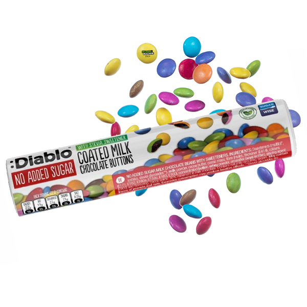 Diablo No Sugar Added Coated Milk Chocolate Buttons