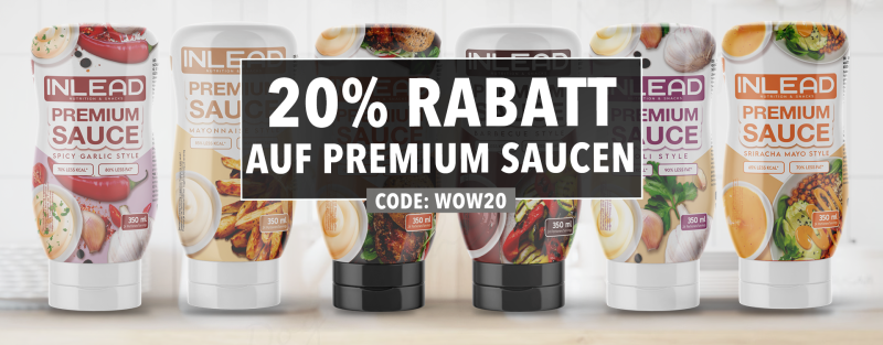 Jetzt die leckeren Inlead Nutrition Premium Saucen mit 20% Rabatt kaufen